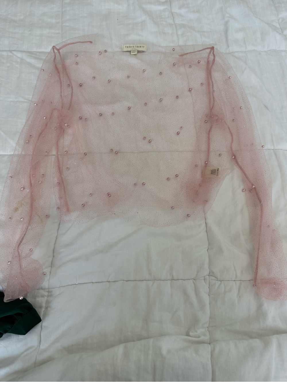 Shrimps Pink Beaded Sheer Long Sleeve Top